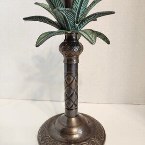 Bronze 9 inch Palm Tree Taper Candle Stick All Metal